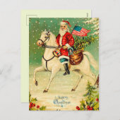 馬のヴィンテージのクリスマスの郵便はがきのサンタ シーズンポストカード (正面/裏面)