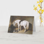 馬のヴィンテージの挨拶状 カード (黄色い花)