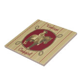 馬のヴィンテージの西部の女性のカーボーイ タイル (側面)