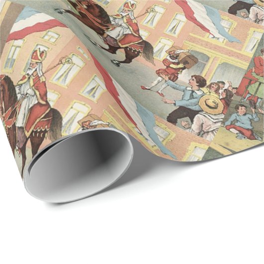 馬のヴィンテージのSt.ニック日のオランダSinterklaas ラッピングペーパー (ロールコーナー)