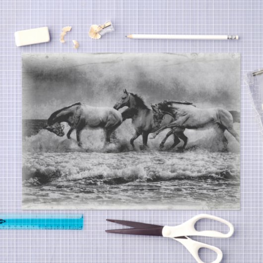 馬のヴィンテージグランジの絵を描デコパージュ 薄葉紙 (クラフト)