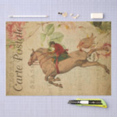 馬のヴィンテージフローラはがき 薄葉紙 (クラフト)