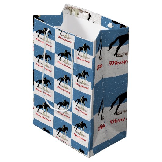 馬の乗かわいらし馬選手，クリスマス ミディアムペーパーバッグ (正面アングル)