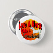 馬の乗車をカウボーイ救って下さい 缶バッジ (正面&裏面)