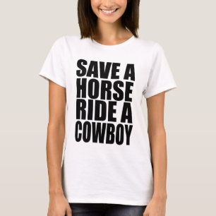 馬の乗車をカウボーイ救って下さい Tシャツ