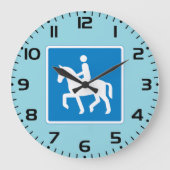 馬の乗馬ルートシンボル サイン ラージ壁時計 (正面)