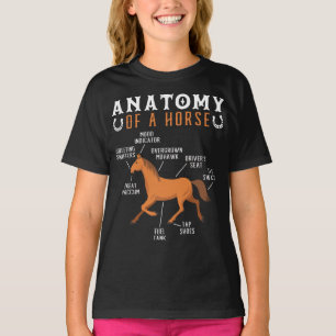 馬の乗馬解剖学馬好き Tシャツ
