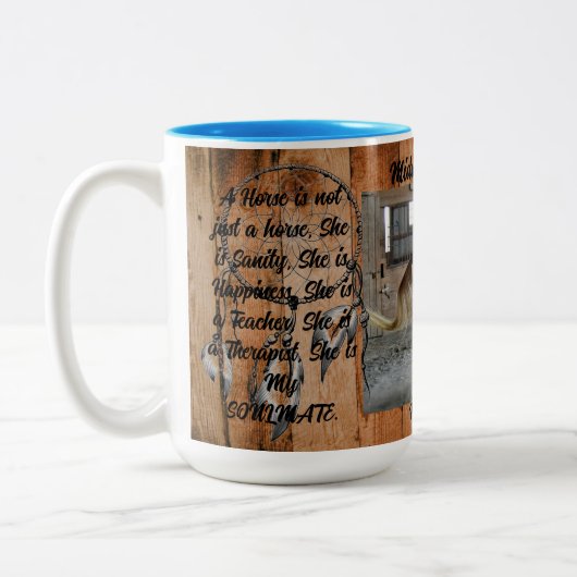 馬の二音マグと羽， 15オズ ツートーンマグカップ (左)