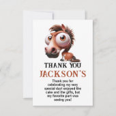 馬の似顔絵 1歳の誕生日パーティー サンキューカード (正面)