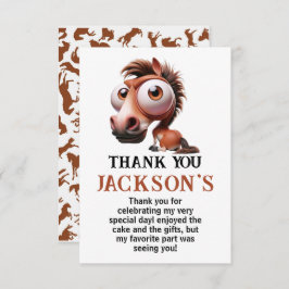 馬の似顔絵 1歳の誕生日パーティー サンキューカード