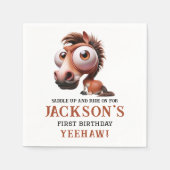 馬の似顔絵 1歳の誕生日パーティー スタンダードカクテルナプキン (正面)