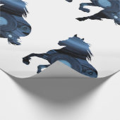 馬の光沢のある包装紙、青い馬 ラッピングペーパー (角)