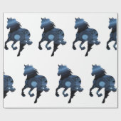 馬の光沢のある包装紙、青い馬 ラッピングペーパー (フラット)
