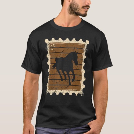 馬の入った郵便切手 3 Tシャツ (正面)
