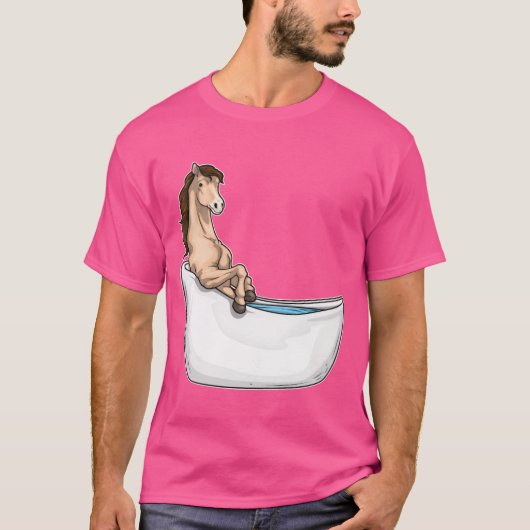 馬の入浴バスタブの友達 Tシャツ (正面)