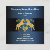 馬の写実的でフェイクな金ゴールドの青い葉の頂上の馬 スクエア名刺 (正面)