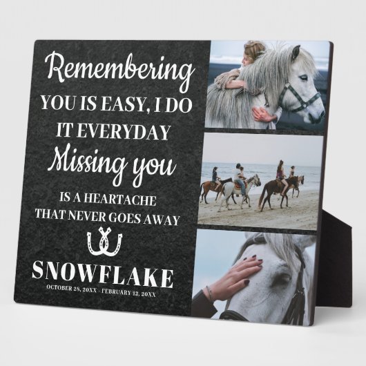 馬の写真と悔やみや弔慰引用文馬メモリアルプラーク フォトプラーク (側面)