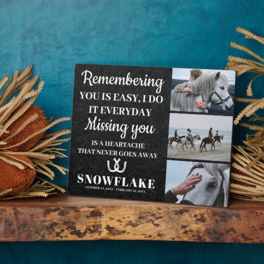 馬の写真と悔やみや弔慰引用文馬メモリアルプラーク フォトプラーク (側面)