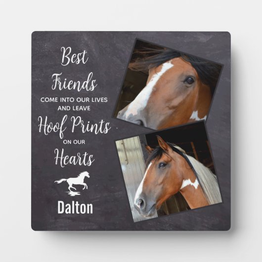 馬の写真を思い出させるペット記念碑 フォトプラーク (正面)