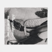 馬の写真を撮やる気を起こさせるる フリースブランケット (正面(横))