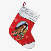 馬の写真を追加してSantaと名前を付親愛ける ラージクリスマスストッキング (正面 (吊り時))