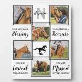 馬の写真コラージュ - ペットの馬の死を悼むメモリアル フォトプラーク (正面)