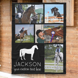 馬の写真パーソナライズされたコラージュ馬乗り フリースブランケット