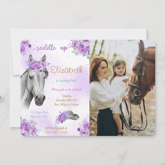 馬の写真招待状 招待状 (正面)