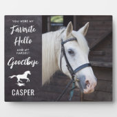 馬の写真 – Hello Goodbye引用文- Horse Memorial フォトプラーク (正面)