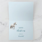 馬の冬のシーン雪の森クリスマス カード (内部)