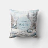 馬の冬のシーン雪の森クリスマス クッション (裏面)