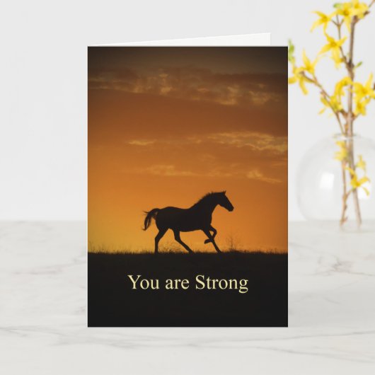 馬の勇気付けられるあなたは強くて勇敢である カード (黄色い花)