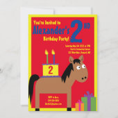 馬の動物の子供のバースデーパーティ招待状 招待状 (正面)