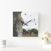 馬の動物の目 スクエア壁時計 (ホーム)