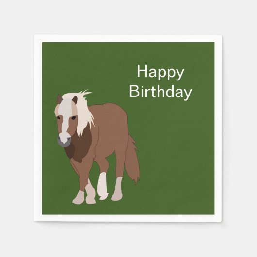 馬の動物の誕生日パーティー スタンダードカクテルナプキン (正面)