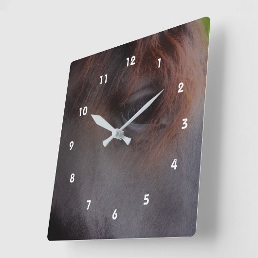馬の動物の魂のこもった目 スクエア壁時計 (傾斜)