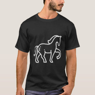 馬の動物バッジパッチラインアートアイコンのアウトラインGif Tシャツ