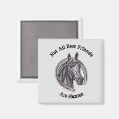 馬の友最高の人ヴィンテージスケッチ大きな納車動物 マグネット (正面/裏面)