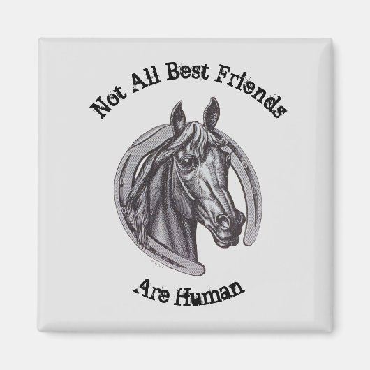 馬の友最高の人ヴィンテージスケッチ大きな納車動物 マグネット (正面)