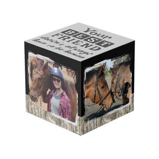 馬の友最高の人4写真の素朴な灰色の黒 フォトキューブ (正面アングル)