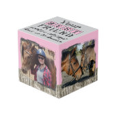 馬の友最高の人4写真の素朴な灰色ピンク フォトキューブ (正面アングル)