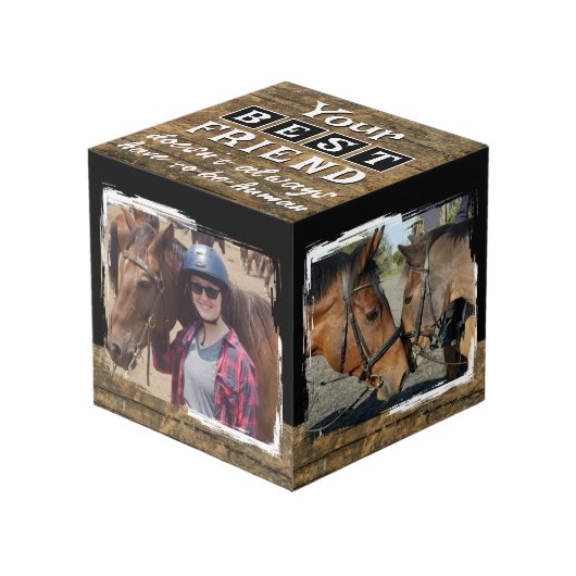 馬の友最高の人4写真素朴な茶色の黒 フォトキューブ (正面アングル)