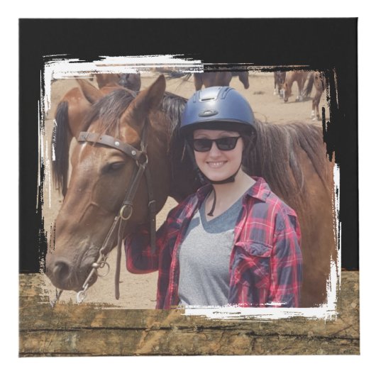 馬の友最高の人4写真素朴な茶色の黒 フォトキューブ (正面)