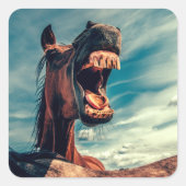 馬の口の歯ネイ野生馬の動物 スクエアシール (正面)