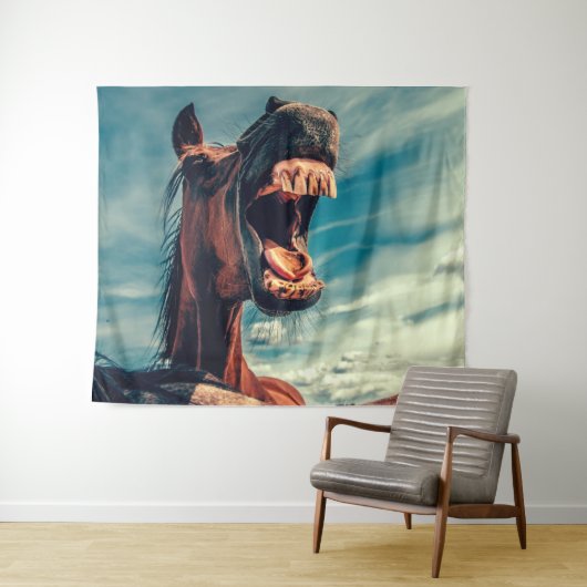 馬の口の歯ネイ野生馬の動物 タペストリー (インサイチュ(横))