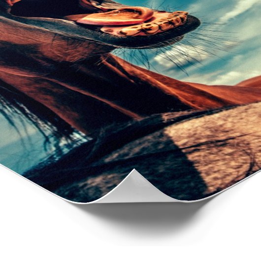 馬の口の歯ネイ野生馬の動物 ポスター (角)