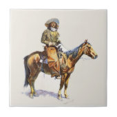 馬の古い西部のカウボーイ タイル (正面)