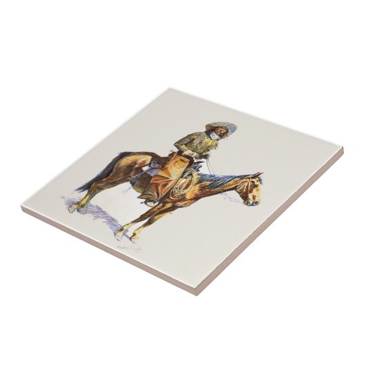 馬の古い西部のカウボーイ タイル (側面)