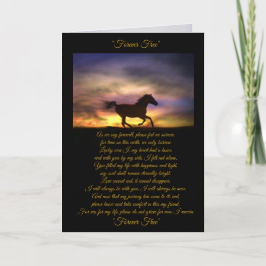 馬の同情カードオリジナル詩、損失 カード (正面)