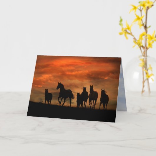 馬の同情カード カード (黄色い花)